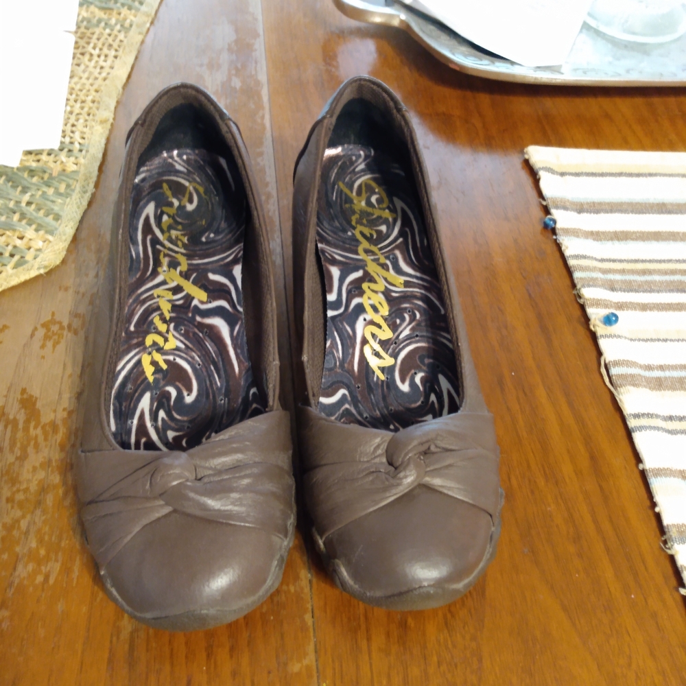 Skechers Brown Flats with Bow Detail